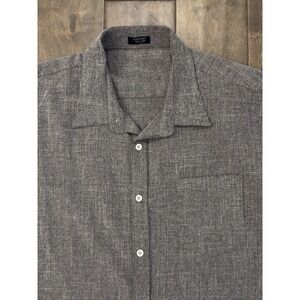 Coofandy‎ Button Down Short Sleeve Linen/Rayon Blend Shirt Men's Size L Pocket